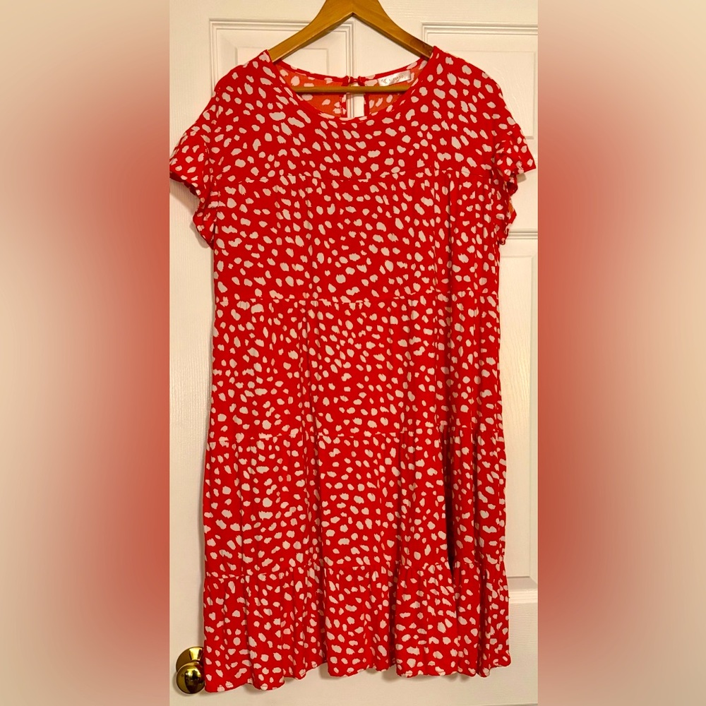 Ruffle Sleeves Round Neck Pleated Dress Size XL